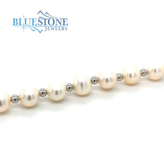 Sterling Silver Pearl Bracelet- 7.5 Inches