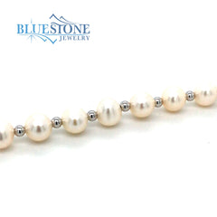 Sterling Silver Pearl Bracelet- 7.5 Inches