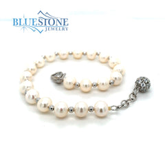 Sterling Silver Pearl Bracelet- 7.5 Inches