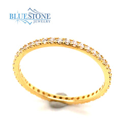 18K Gold Plated Ultra Slim Eternity Ring with CZs- Size 7