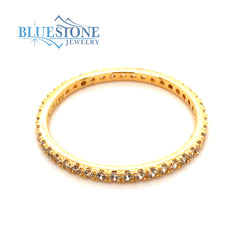 18K Gold Plated Ultra Slim Eternity Ring with CZs- Size 7