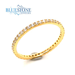 18K Gold Plated Ultra Slim Eternity Ring with CZs- Size 7