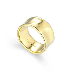 14K Yellow Gold Plated 10mm Hammered Ring - Size 8