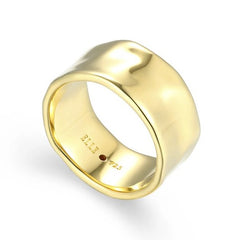 14K Yellow Gold Plated 10mm Hammered Ring - Size 8
