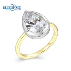 Gold & Silver Ring with CZ- Size 6