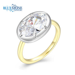 Gold & Silver Ring with CZ- Size 8