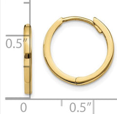 14K Yellow Gold Huggies Earrings 13x1.8mm