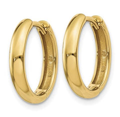 14 Karat Yellow Gold Huggie Earrings. 14.5mm x 2.5mm