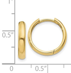 14 Karat Yellow Gold Huggie Earrings. 14.5mm x 2.5mm