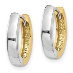 14K Two Toned Gold Huggie Earrings - 12mm