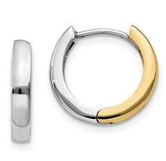 14K Two Toned Gold Huggie Earrings - 12mm