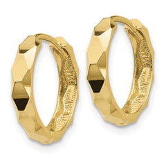 14K Yellow Gold Diamond Cut Huggie Earrings - 14mm
