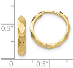 14K Yellow Gold Diamond Cut Huggie Earrings - 14mm
