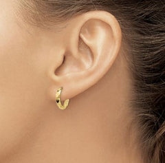 14K Yellow Gold Diamond Cut Huggie Earrings - 14mm