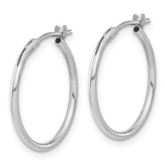 14 Karat White Gold Hinged Hoop Earrings. 18mm long x 1.25mm thickness.