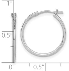 14 Karat White Gold Hinged Hoop Earrings. 18mm long x 1.25mm thickness.