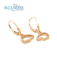 14kt Yellow Gold Lever Back Bear Earrings