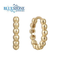 Yellow Gold Plated Bead Hoops - 1/2"