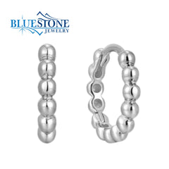 Sterling Silver Rhodium Plated Huggie Hoop Earrings