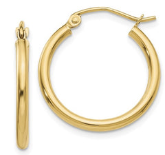 14K Yellow Gold 2mm Hoop Earrings - 20mm