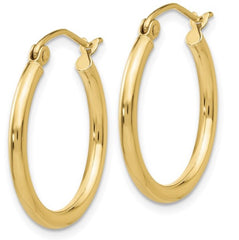 14K Yellow Gold 2mm Hoop Earrings - 20mm