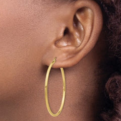 14K Yellow Gold 2mm Tube Hoop Earrings(45mm tall)