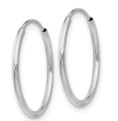 14 Karat White Gold 1.25mm Endless Tube Hoop Earrings(20mm tall)