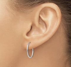 14 Karat White Gold 1.25mm Endless Tube Hoop Earrings(20mm tall)