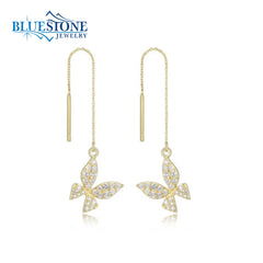 14K Yellow Gold Plated Butterfly Thread Earrings