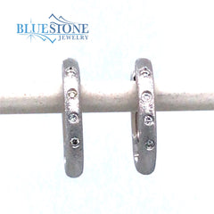 14kt White Gold Huggy Earrings with Diamonds