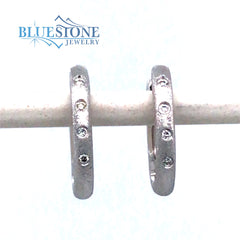 14kt White Gold Huggy Earrings with Diamonds