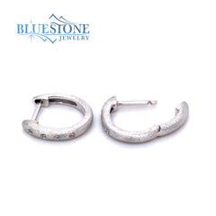 14kt White Gold Huggy Earrings with Diamonds