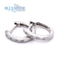 14kt White Gold Huggy Earrings with Diamonds