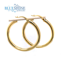 18K Yellow Gold Plated Hoop Earrings - 1.5" Long