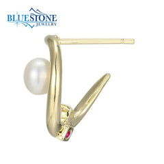 14kt Gold Plated Earrings with Pearls and Moissanites