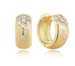 Sterling Silver 14KT Gold Plated Cubic Zirconia Cluster Hoop Earrings