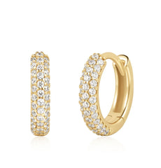 14KT Gold Plated Pave Huggie Earrings with CZs