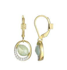 14 Karat Gold Plated Earrings w/ CZs & Amazonite