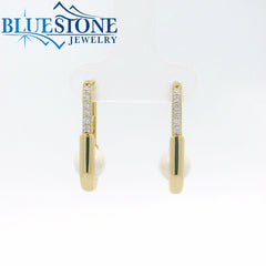 Sterling Silver 14KT Yellow Gold Hoop Earrings with Pearls