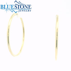 Gold Plated 2mm Hoop Earrings - 1.5" Long