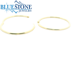 Gold Plated 2mm Hoop Earrings - 1.5" Long
