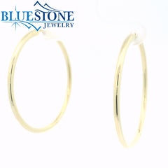 Gold Plated 2mm Hoop Earrings - 1.5" Long