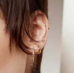 Yellow Gold Plated Dome Huggie Earrings - 1/4"