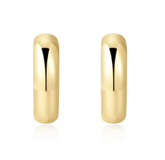 Yellow Gold Plated Dome Huggie Earrings - 1/4"