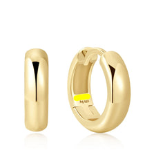 Yellow Gold Plated Dome Huggie Earrings - 1/4"