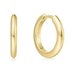 Sterling Silver & 14K Gold Plated Tube Huggie Hoop Earrings