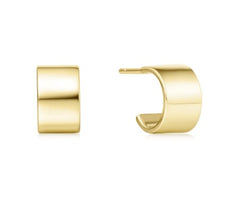 Sterling Silver & 14K Gold Plated Small Flat Huggie Stud Earrings