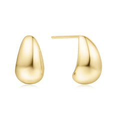 Sterling Silver & 14K Gold Plated Small Dome Huggie Stud Earrings