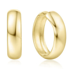 Sterling Silver & 14K Gold Plated Large Chubby Huggie Hoop Earrings