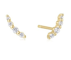 14K Gold Plated Cascading CZ's Stud Earrings